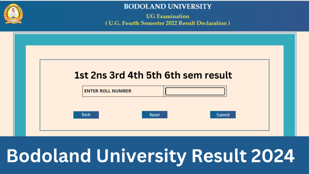 Bodoland University Result 2024, 1st 2ns 3rd 4th 5th 6th sem result 