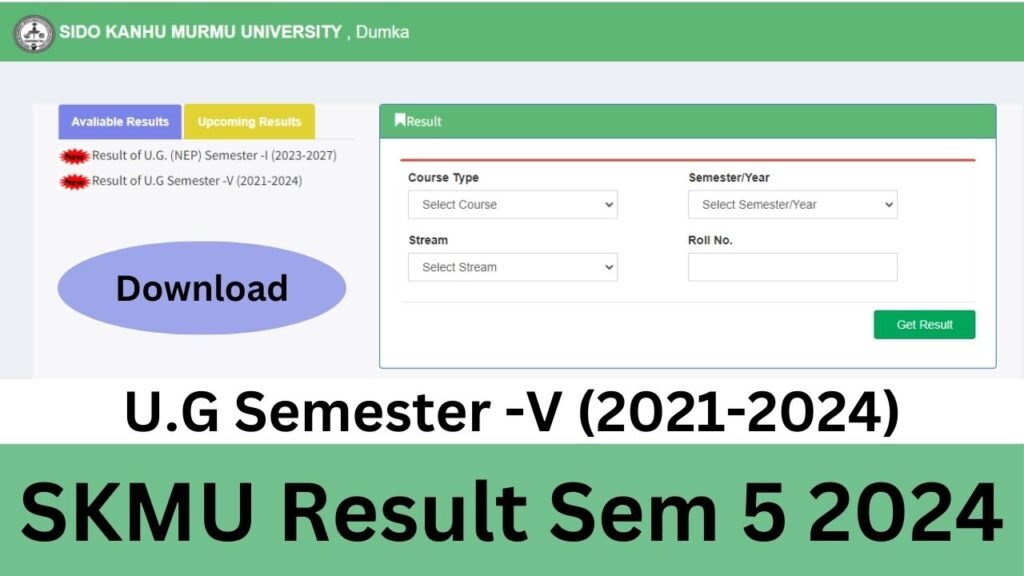 SKMU Result Sem 5 2024, @skmu.ac.in/ UG 5th Sem Result 2024