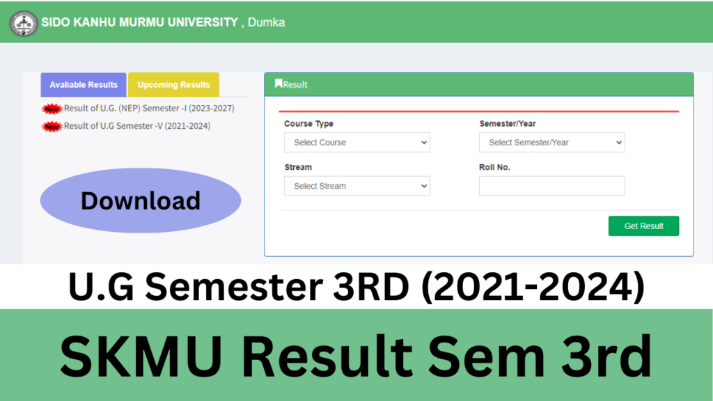 SKMU Sem 3 Result 2024 (Link) www.skmu.ac.in 3rd semester Result 2024