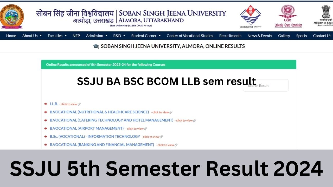 SSJU 5th Semester Result 2024, www.sju.ac.in 5th Semester Result 2024