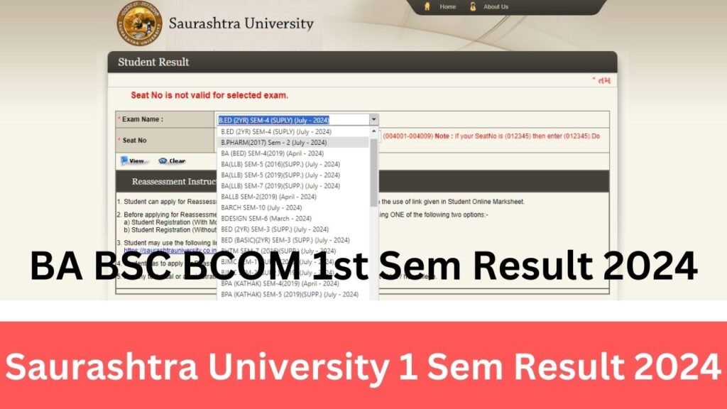 Saurashtra University Result sem 1 2024 (Check Online)